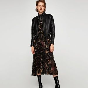 NWT Zara Cropped Leather Biker Jacket